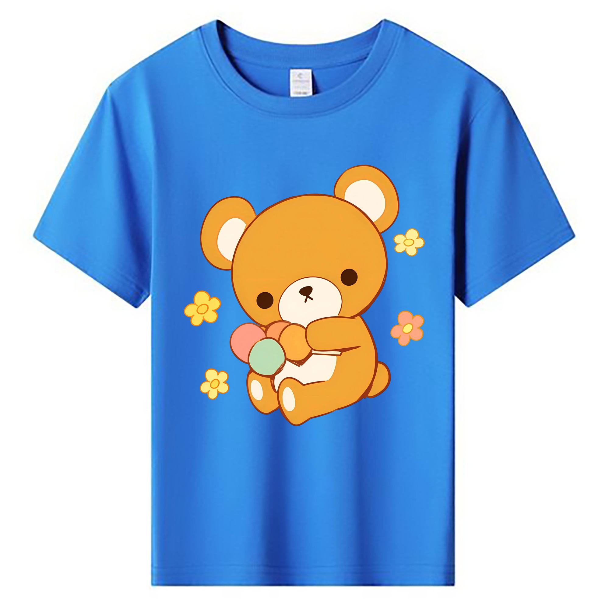 （画像用） リラックマ リラックマ キイロイトリ Rilakkuma Korilakkuma Kiiroitori 綿100％キッズTシャツ（フロントプリント）
